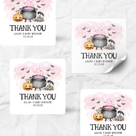 Pink Baby is Brewing Halloween Baby Shower Vierkante Sticker