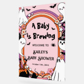 Pink Baby is Brewing Halloween Baby Shower Welcome Acryl Bord (Hoek)