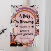 Pink Baby is Brewing Halloween Baby Shower Welcome Acryl Bord