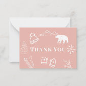 Pink Baby It's Cold Outside Baby Shower Thank You Notitiekaartje (Voorkant)