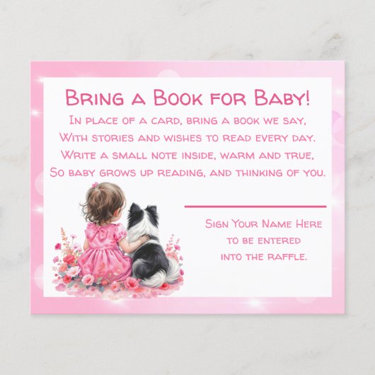 Pink Baby Shower Bring a Book for Baby Flyer (Voorkant)