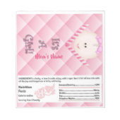Pink Baby Shower Candy Bar Wrapper Party Favors Notitieblok (Voorkant)