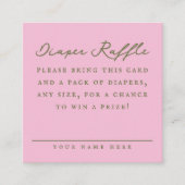 Pink Baby Shower Diaper Raffle Entry Card Informatiekaartje (Voorkant)