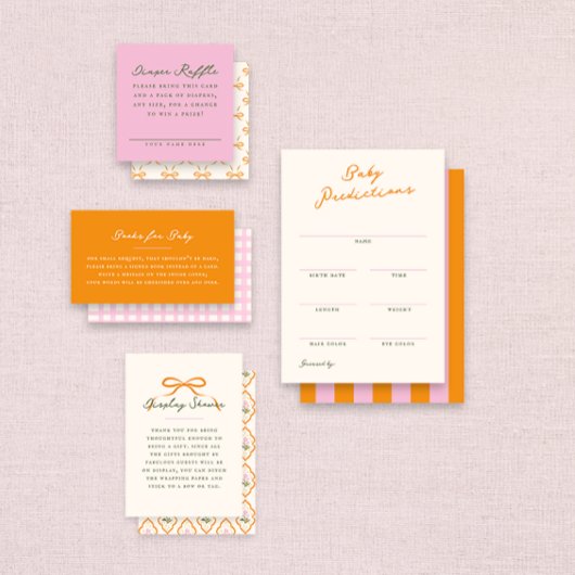 Pink Baby Shower Diaper Raffle Entry Card Informatiekaartje