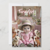 Pink Baby Shower Farmhouse Animals Farm Kaart (Voorkant)
