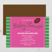 PINK BABY SHOWER FOOTBALL Sportfeest Uitnodiging (Voorkant / Achterkant)