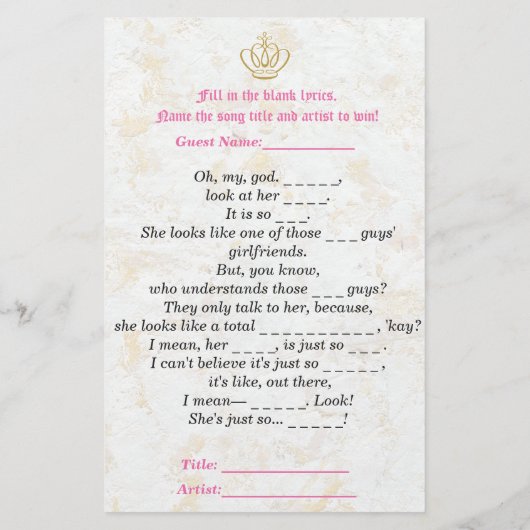 Pink Baby shower Game Flyer (Achterkant)