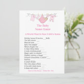 Pink Baby shower Guessing Game Invitation Kaart (Staand voorkant)