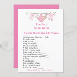 Pink Baby shower Guessing Game Invitation Kaart