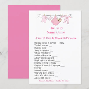 Pink Baby shower Guessing Game Invitation Kaart