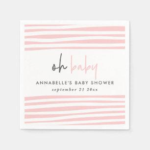 Pink baby shower typografie moderne partij servet