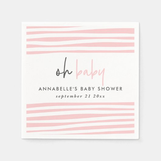 Pink baby shower typografie moderne partij servet (Voorkant)