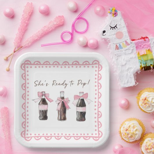 Pink Baby Soda Ready to POP Papieren Bordje (Feest)