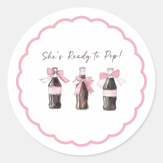 Pink Baby Soda Ready to POP Round Sticker (Voorkant)