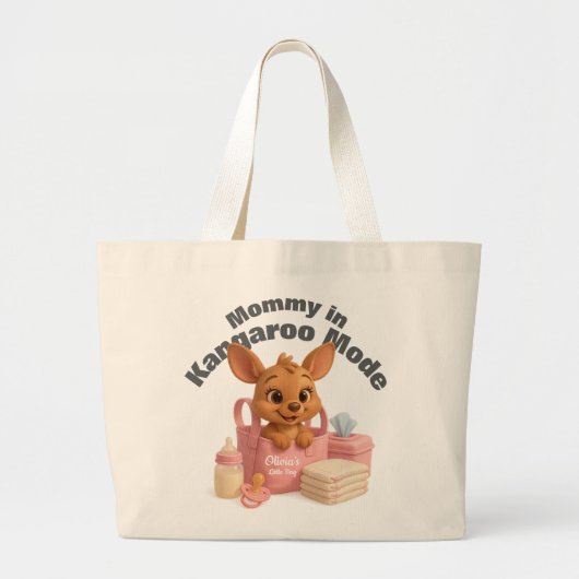 Pink Baby Tote Bag – Custom Name & Deer Design (Voorkant)