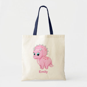 Pink Baby Triceratops Dinosaur Tote Bag