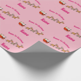PINk Babys 1e Kerstmis Giftwrap Gepersonaliseerd Cadeaupapier