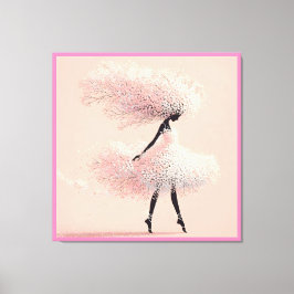 Pink Babys Breath Ballerina Canvas Afdruk