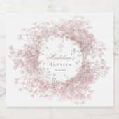 pink baby's breath Baptism Sparkling Wijnetiket (Enkel label)