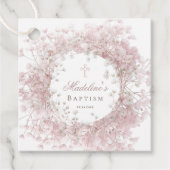 pink baby's breath Baptism thank you Bedankjes Labels (Voorkant)