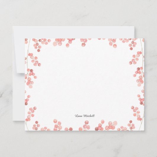 Pink Baby's Breath floral waterverf Notitiekaartje (Voorkant)