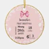 Pink Baby's Eerste Kerstmis met foto Keramisch Ornament (Voorkant)