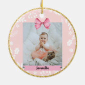 Pink Baby's Eerste Kerstmis met foto Keramisch Ornament (Achterkant)
