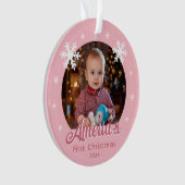 Pink Baby's eerste kerstsneeuwvlokken Foto Ornament (voorkant)
