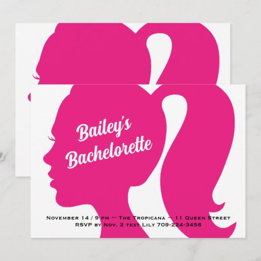 Pink Bachelorette Kaart (Voorkant / Achterkant)