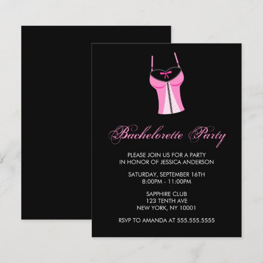 Pink Bachelorette Party Kaart (Voorkant / Achterkant)