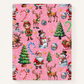 Pink Background Christmas Decorative Pattern Notitieboek (Voorkant)