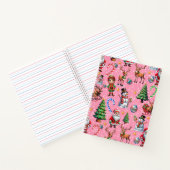 Pink Background Christmas Decorative Pattern Notitieboek (Binnen)