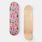 Pink Background Christmas Decorative Pattern Persoonlijk Skateboard (Voorkant)
