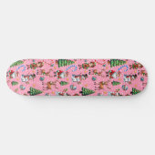 Pink Background Christmas Decorative Pattern Persoonlijk Skateboard (Horizontaal)