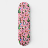 Pink Background Christmas Decorative Pattern Persoonlijk Skateboard (Voorkant)