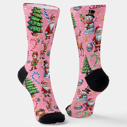 Pink Background Christmas Decorative Pattern Sokken