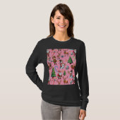 Pink Background Christmas Decorative Pattern T-shirt (Voorkant volledig)