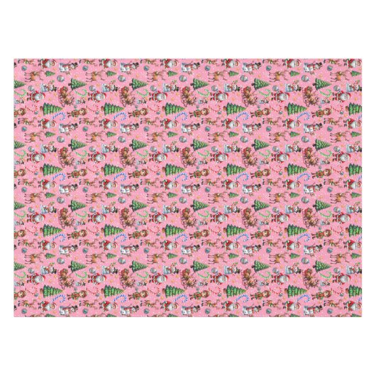 Pink Background Christmas Decorative Pattern Tafelkleed (Voorkant (Horizontaal))