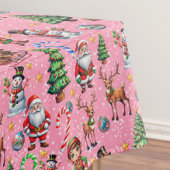 Pink Background Christmas Decorative Pattern Tafelkleed