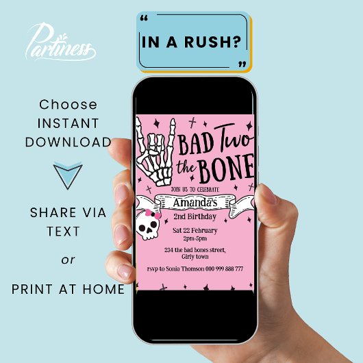 Pink Bad Two De Botten 2e Verjaardag Kaart