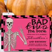 Pink Bad Two Het Bone Halloween 2e Verjaardagsfees Kaart