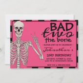 Pink Bad Two Het Bone Halloween 2e Verjaardagsfees Kaart (Voorkant)