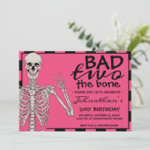 Pink Bad Two Het Bone Halloween 2e Verjaardagsfees Kaart (Staand voorkant)