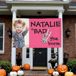 Pink Bad Two The Bone Halloween 2e verjaardag foto Spandoek