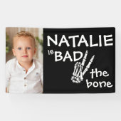 Pink Bad Two The Bone Halloween 2e verjaardag foto Spandoek (Horizontaal)