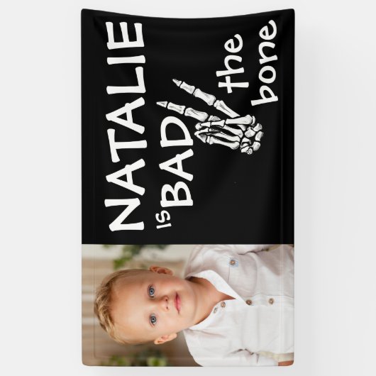 Pink Bad Two The Bone Halloween 2e verjaardag foto Spandoek (Verticaal)