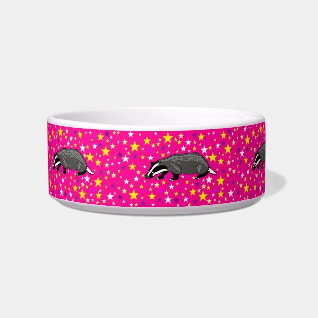 Pink Badger Cartoon Dog Bowl Voerbakje (Links)