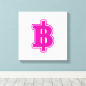 PINK BAHT SIGN ฿ Thaise ฿ Canvas Afdruk (Insitu (Houten vloer))