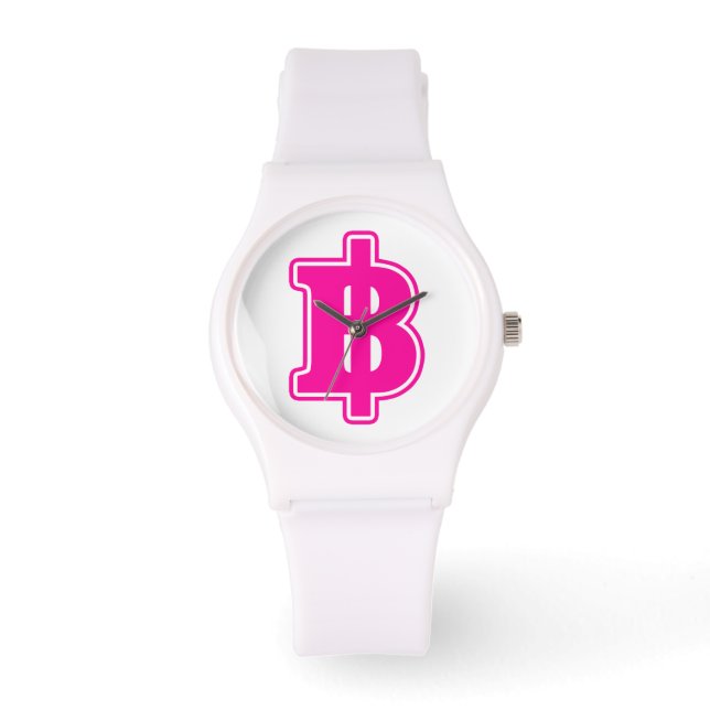 PINK BAHT SIGN ฿ Thaise ฿ Horloge (Voorkant)