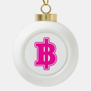 PINK BAHT SIGN ฿ Thaise ฿ Keramische Bal Ornament